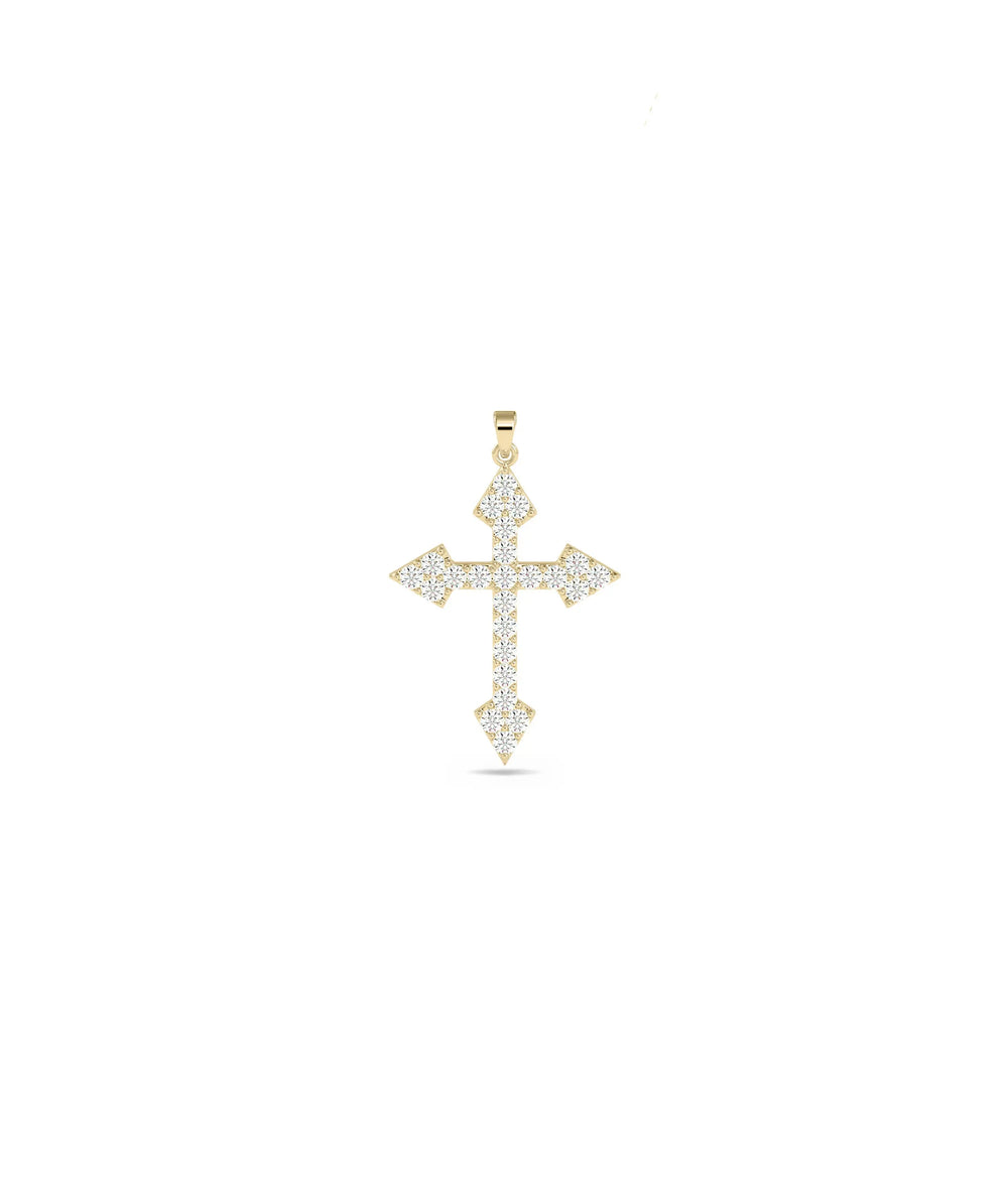Diamond Pave Cross yellow gold spiritual sacred substantial elegant