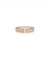 Rose gold Diamond Baguette Cluster 3 Row Ring with Art Deco baguette arrangement