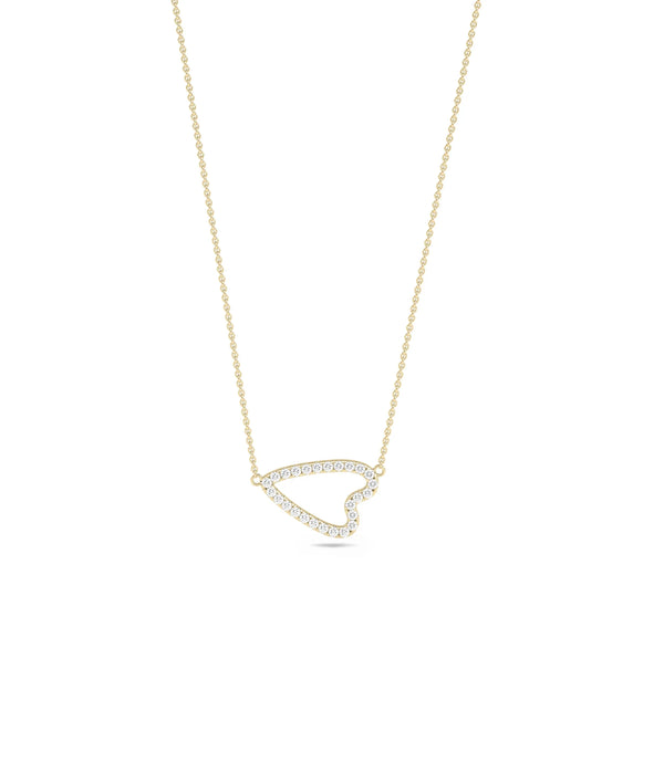 Abstract Diamond Heart yellow gold contemporary artistic romantic elegant