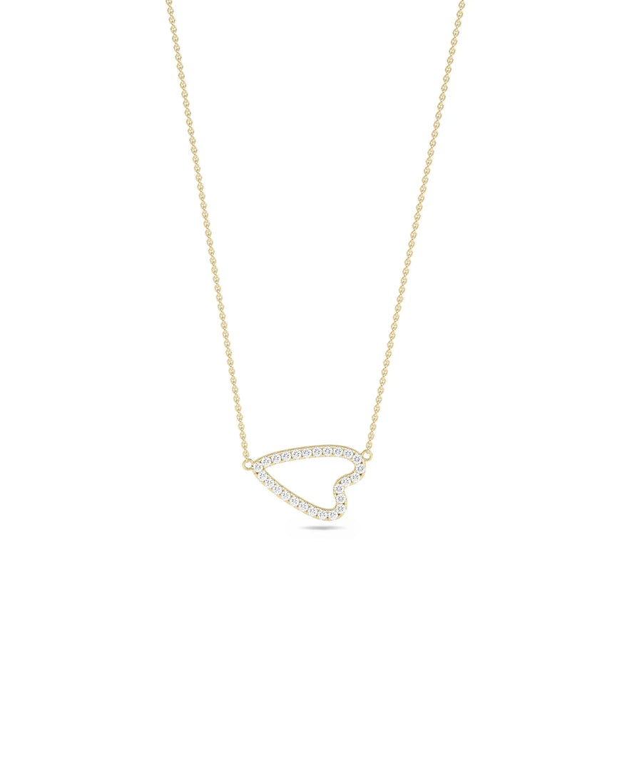 Abstract Diamond Heart yellow gold contemporary artistic romantic elegant