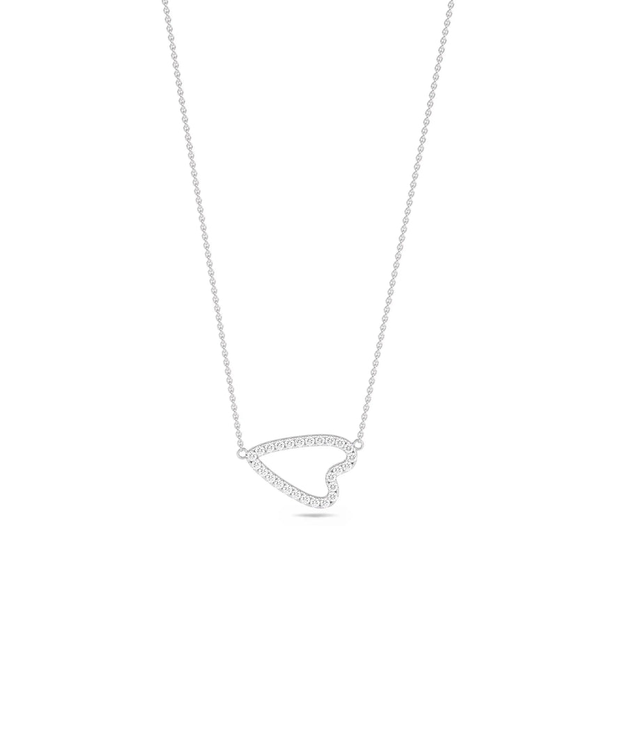 White gold Abstract Diamond Heart contemporary artistic design