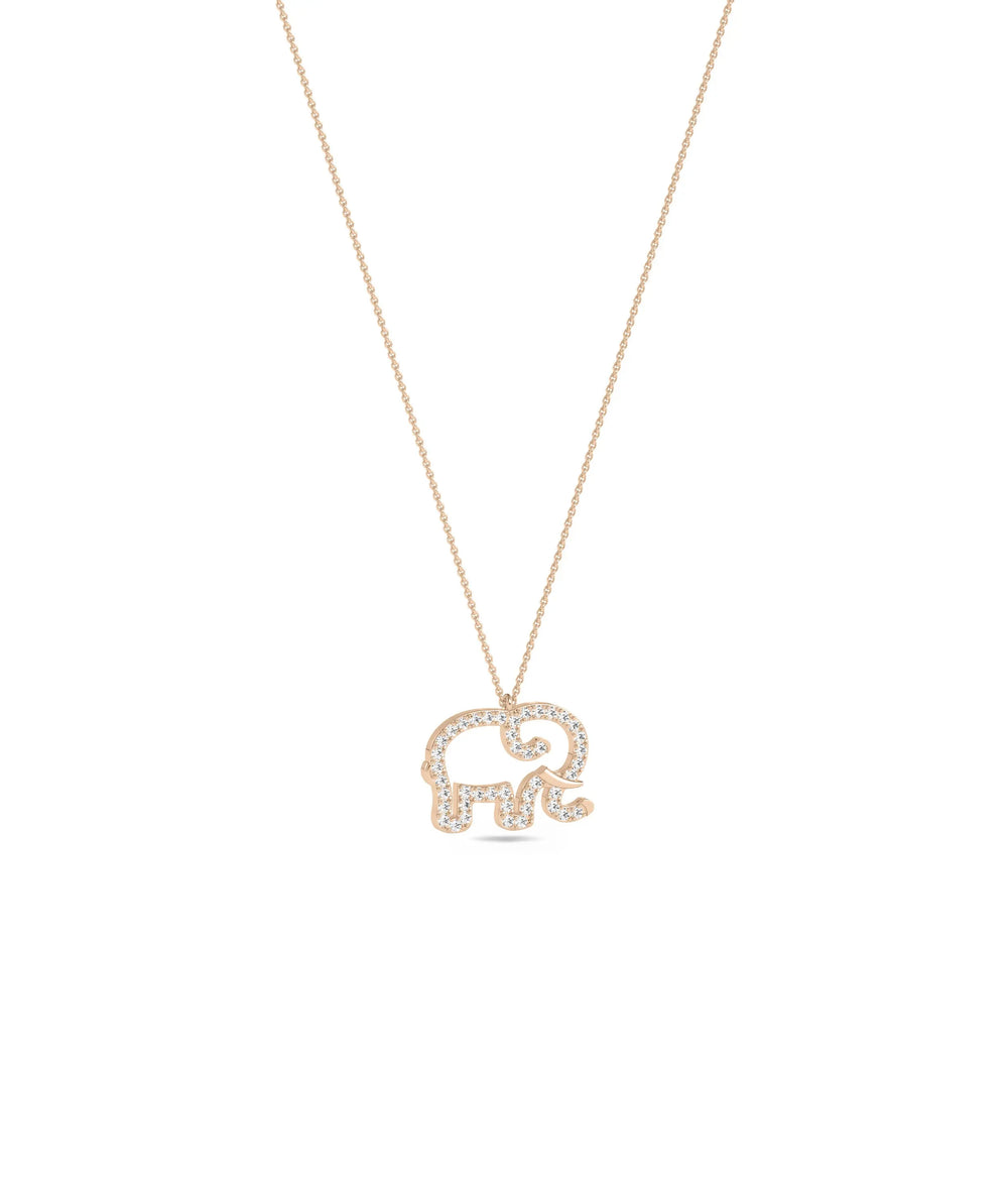 Rose gold Diamond Pave Elephant featuring substantial sparkle