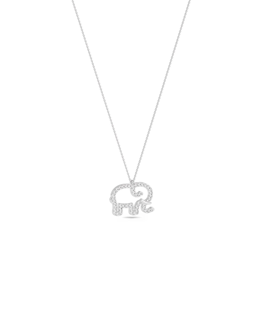White gold Diamond Pave Elephant charming symbolic design