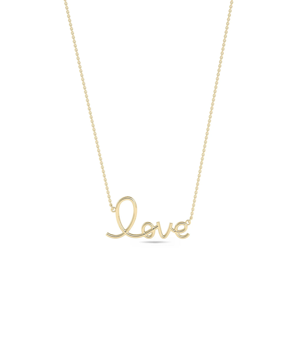 Custom Gold Necklace in yellow gold with personalized script name front view