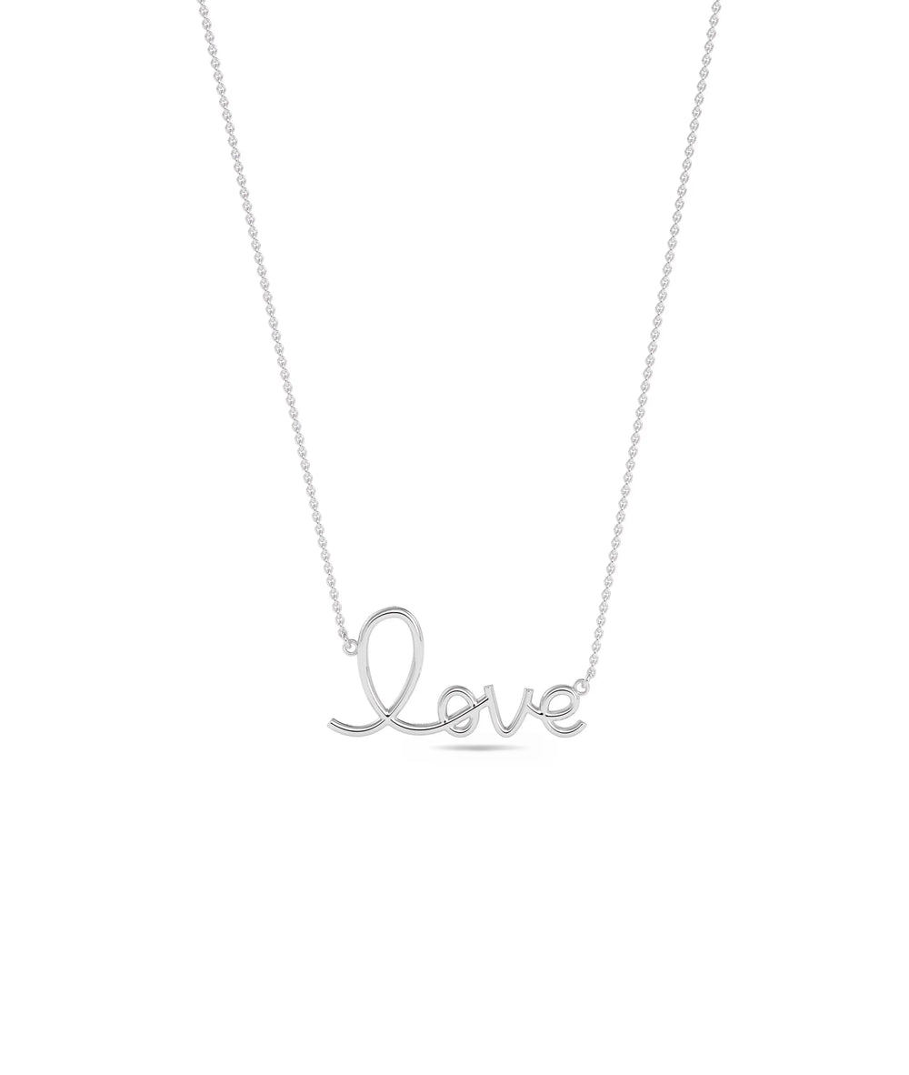 Custom Gold Necklace in white gold featuring personalized lowercase script