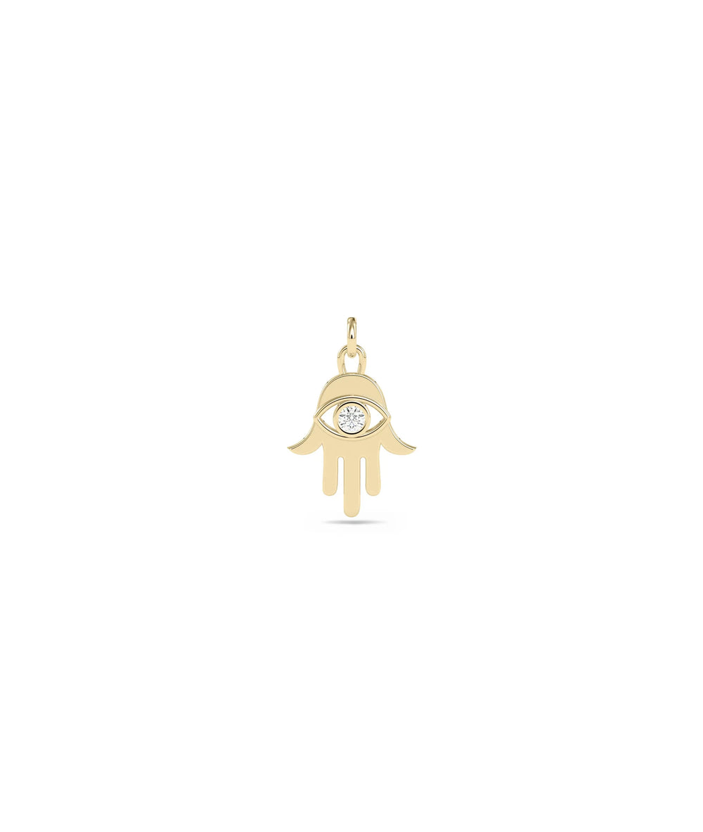 Gold Hamsa Diamond Solitaire yellow protective spiritual delicate elegant
