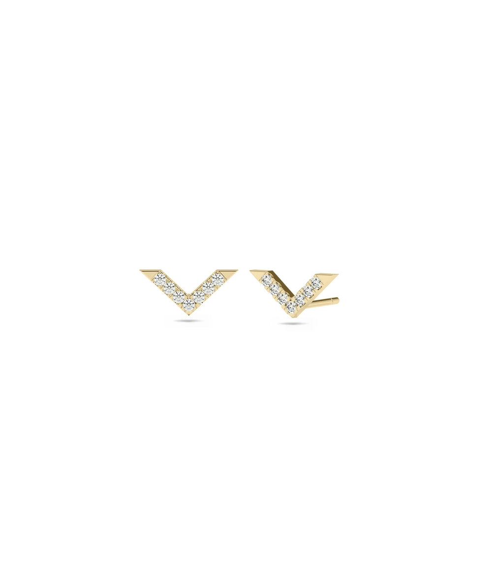 Diamond Chevron Stud Earrings - 79e | Everyday 14K Gold Jewelry