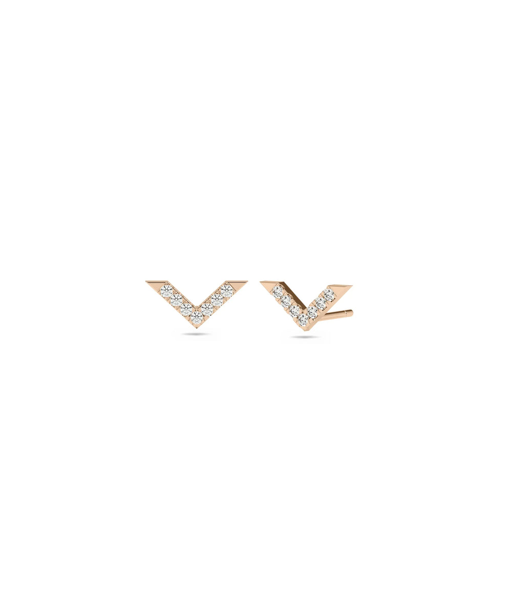 Diamond Chevron Stud Earrings - 79e | Everyday 14K Gold Jewelry