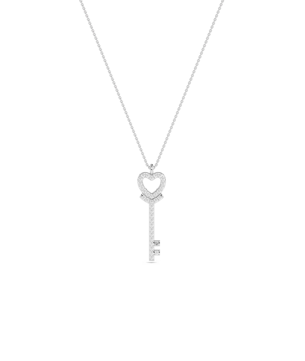 White gold Diamond Heart Key intimate symbolic design