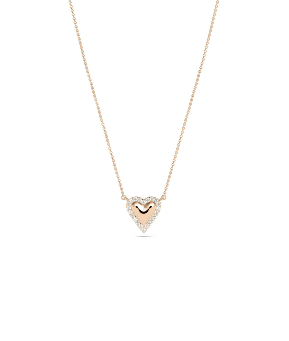 Rose gold Diamond Bubble Heart featuring dimensional sparkle