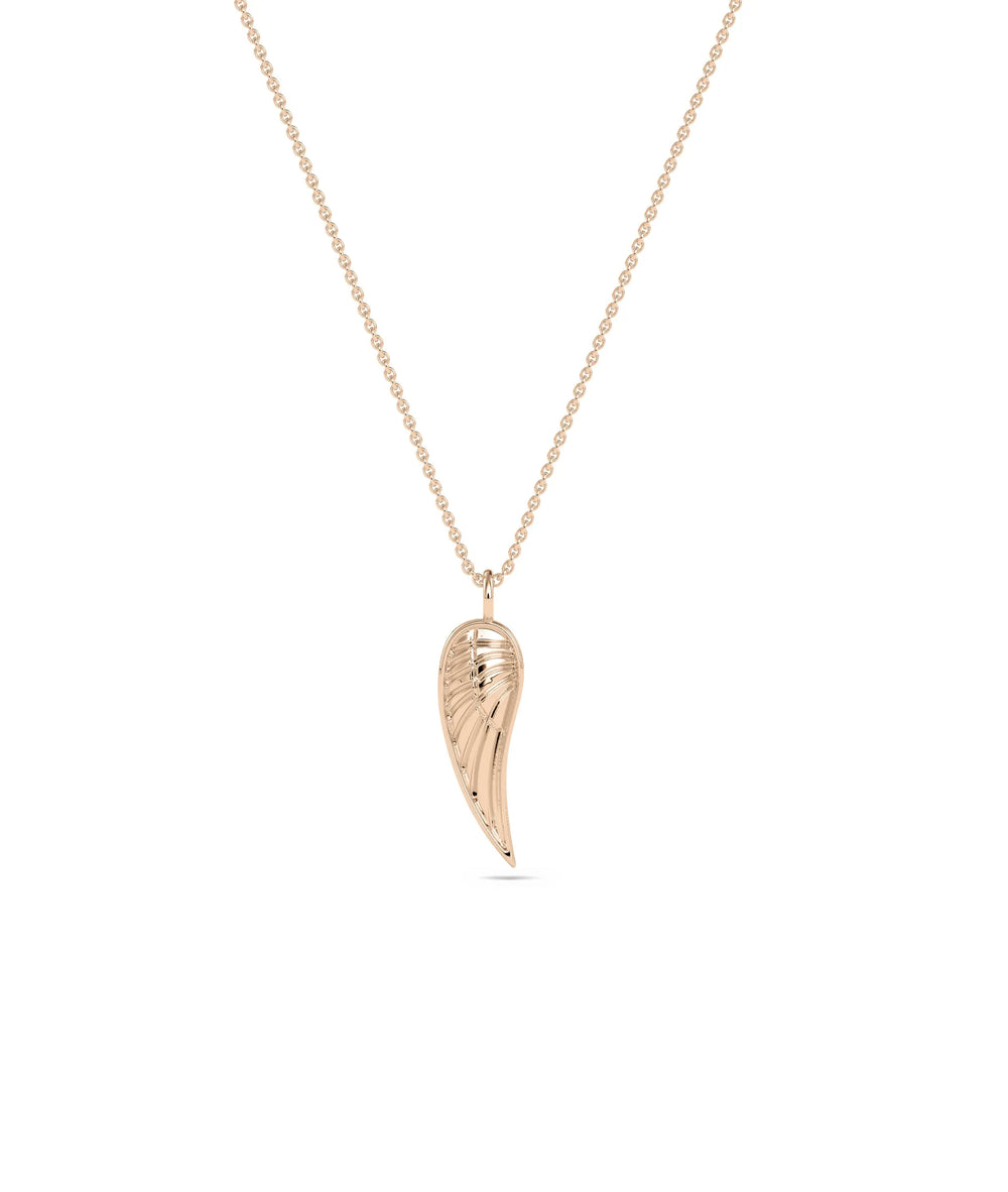 Gold Fluted Wing in rose gold warm protective spiritual presence