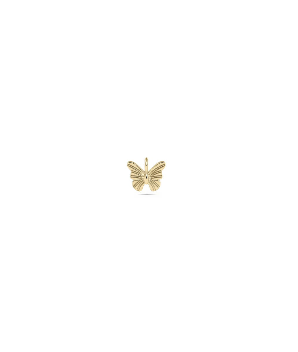 Gold Fluted Butterfly Charm in yellow gold textured transformational