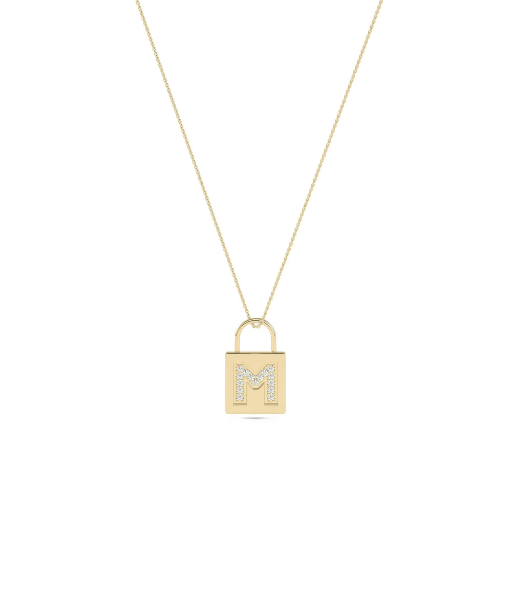 Lock initial pave diamonds 18mm 7.50mm protective close-up