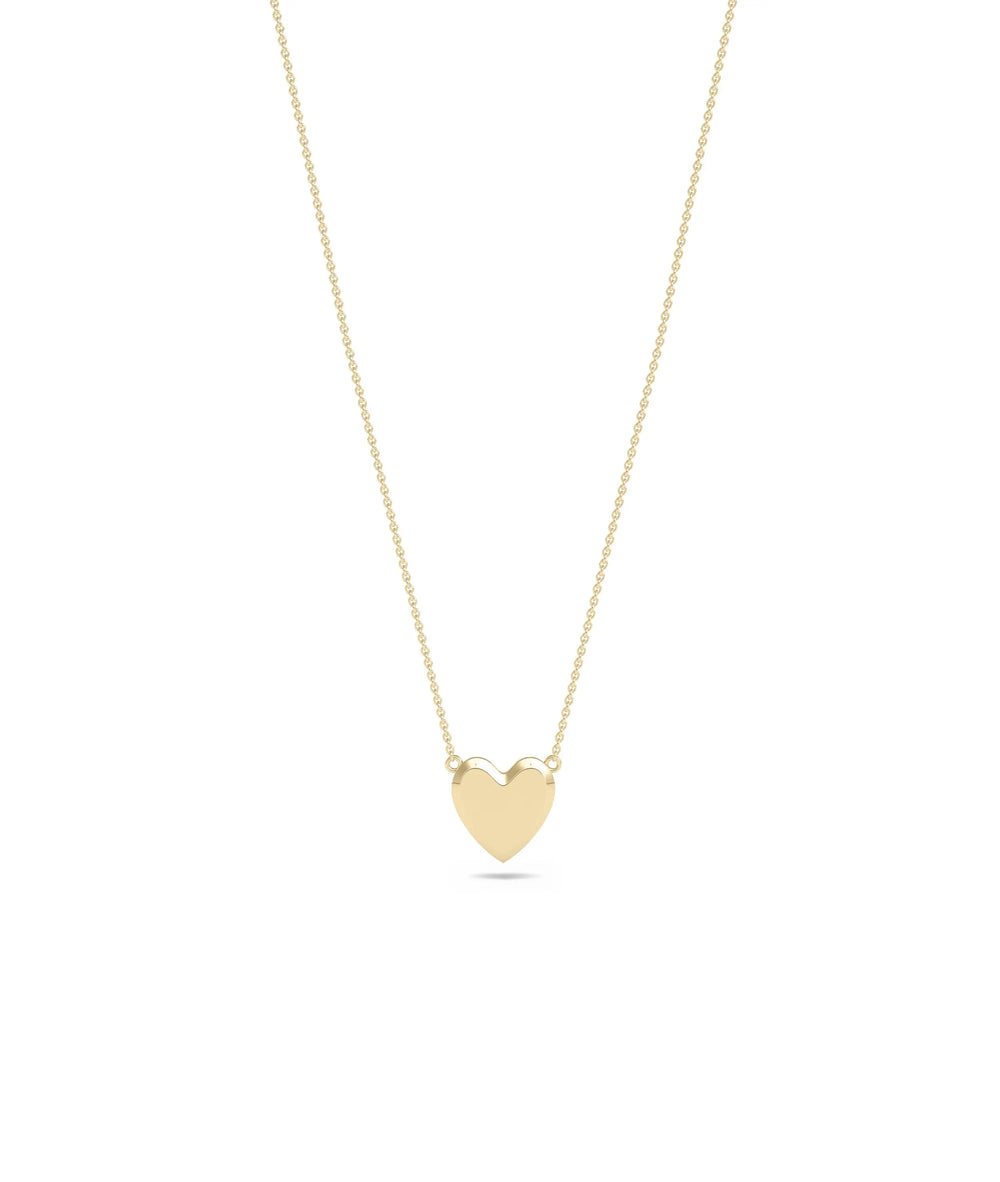 Table Top Gold Heart Necklace in yellow gold with flat-top heart pendant front view