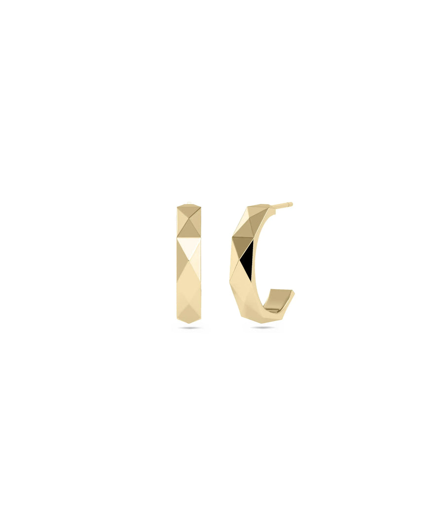 Gold Faceted Half Hoop Earring - 79e | Everyday 14K Gold Jewelry