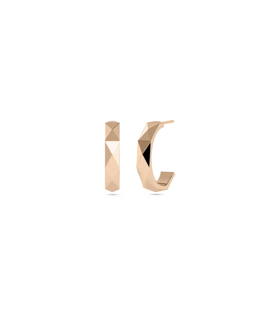 Gold Faceted Half Hoop Earring - 79e | Everyday 14K Gold Jewelry