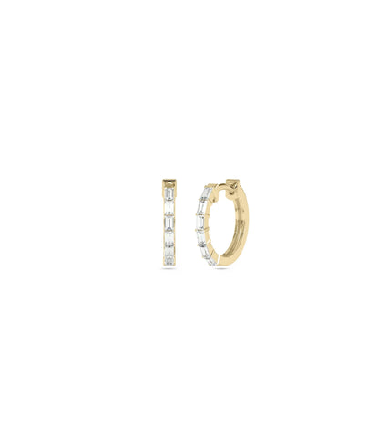 Diamond Baguette Hoop Earring - 79e | Everyday 14K Gold Jewelry