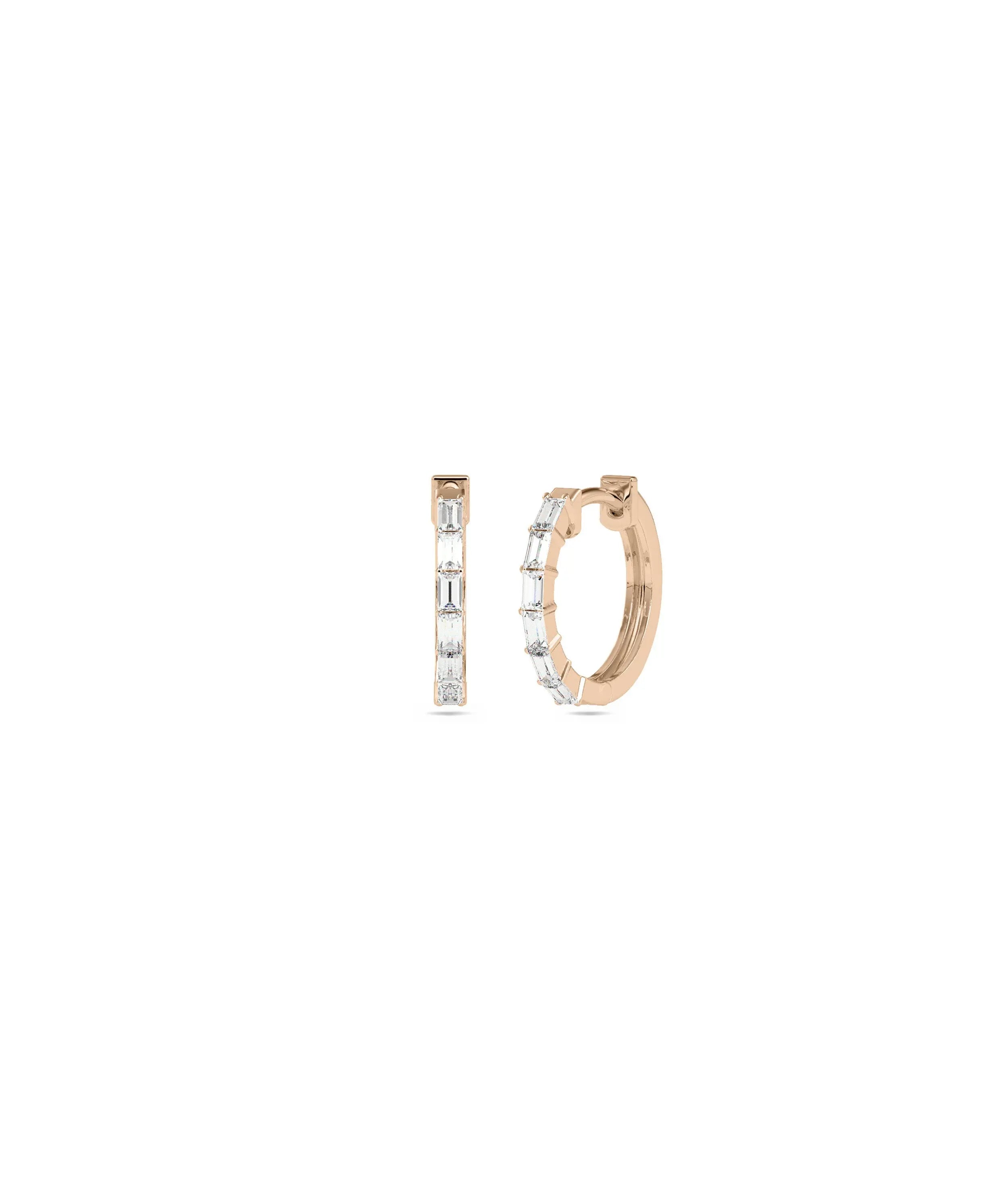 Diamond Baguette Hoop Earring - 79e | Everyday 14K Gold Jewelry