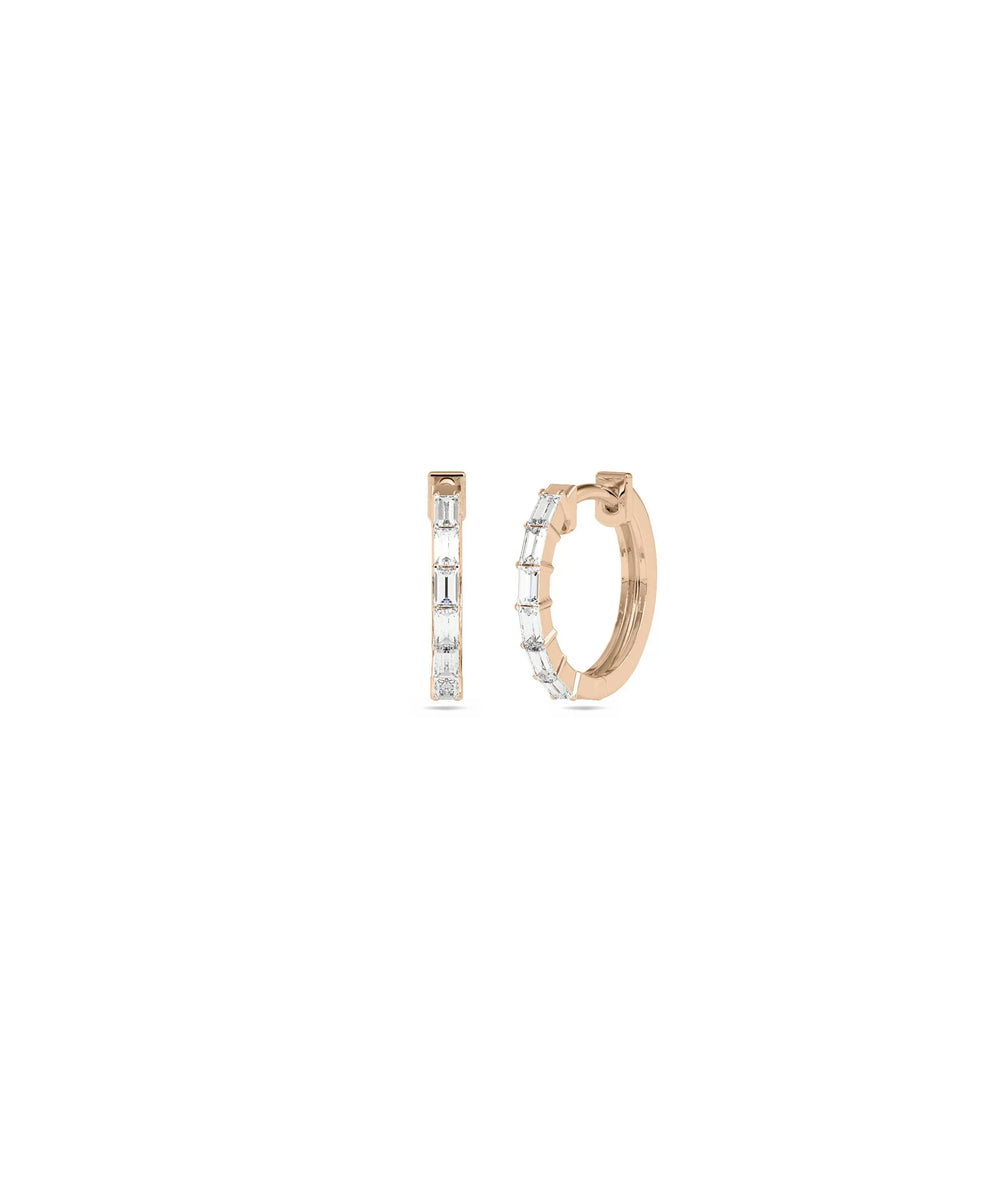 Diamond Baguette Hoop Earring - 79e | Everyday 14K Gold Jewelry