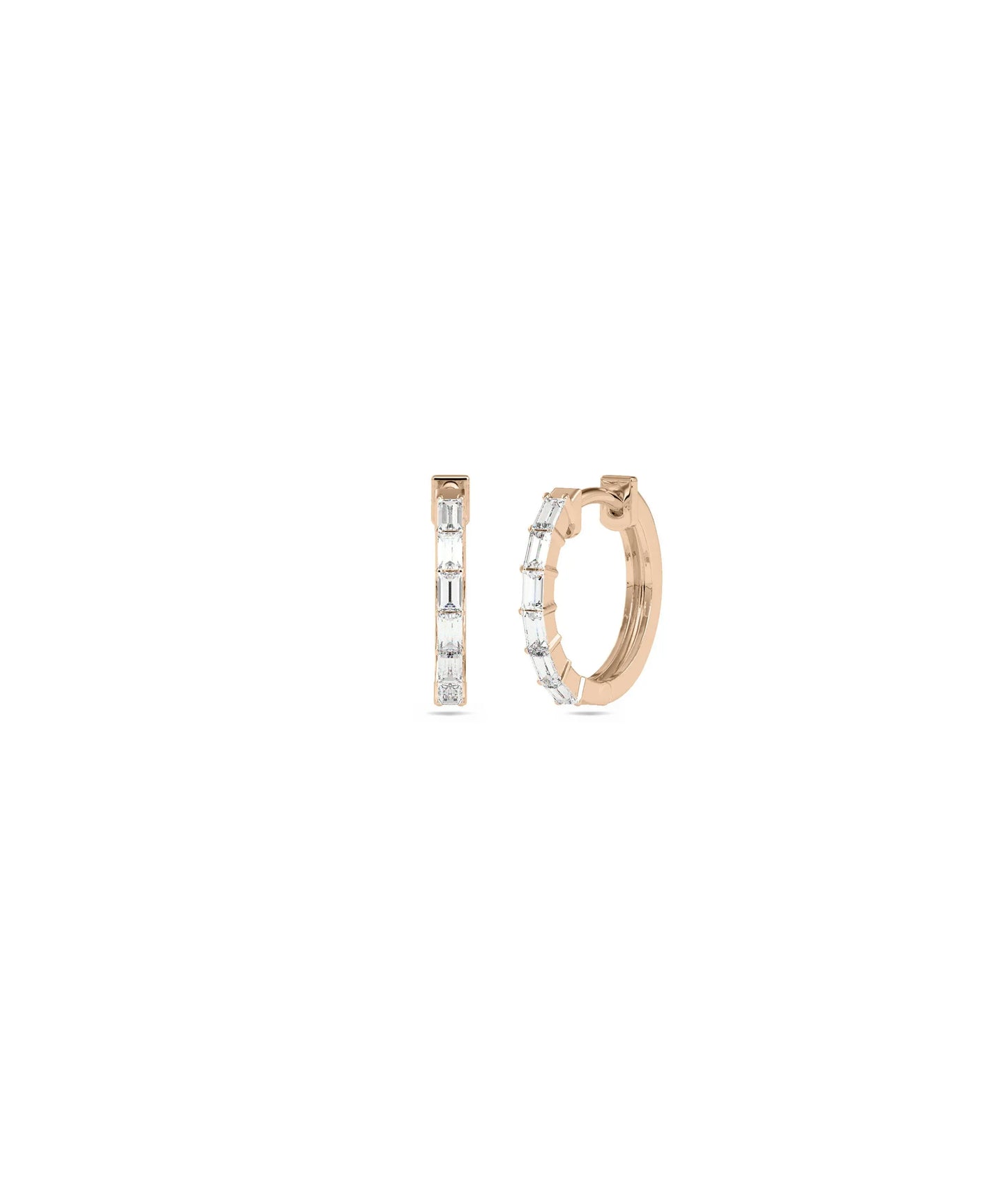 Diamond Baguette Hoop Earring - 79e | Everyday 14K Gold Jewelry