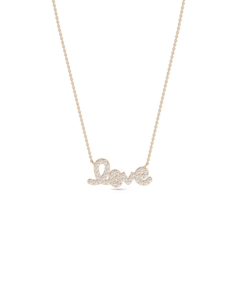 Rose gold Diamond Pave Love featuring romantic sparkle