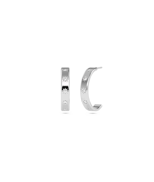 Diamond Starburst Half Hoop Earring - 79e | Everyday 14K Gold Jewelry alternate view