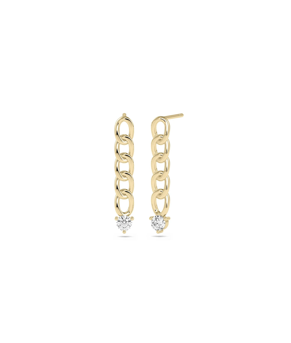 Curb Link Diamond Solitaire Earring - 79e | Everyday 14K Gold Jewelry