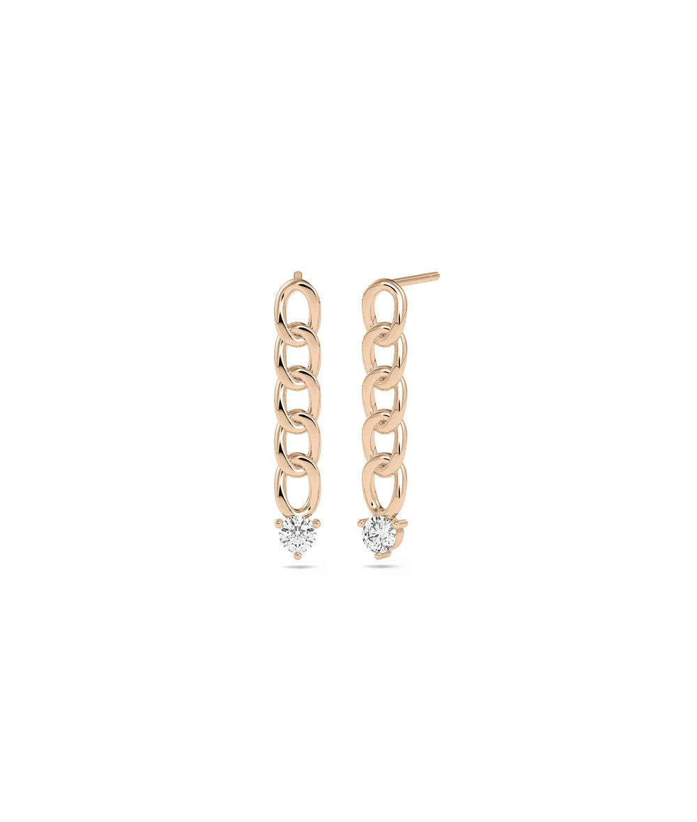 Curb Link Diamond Solitaire Earring - 79e | Everyday 14K Gold Jewelry