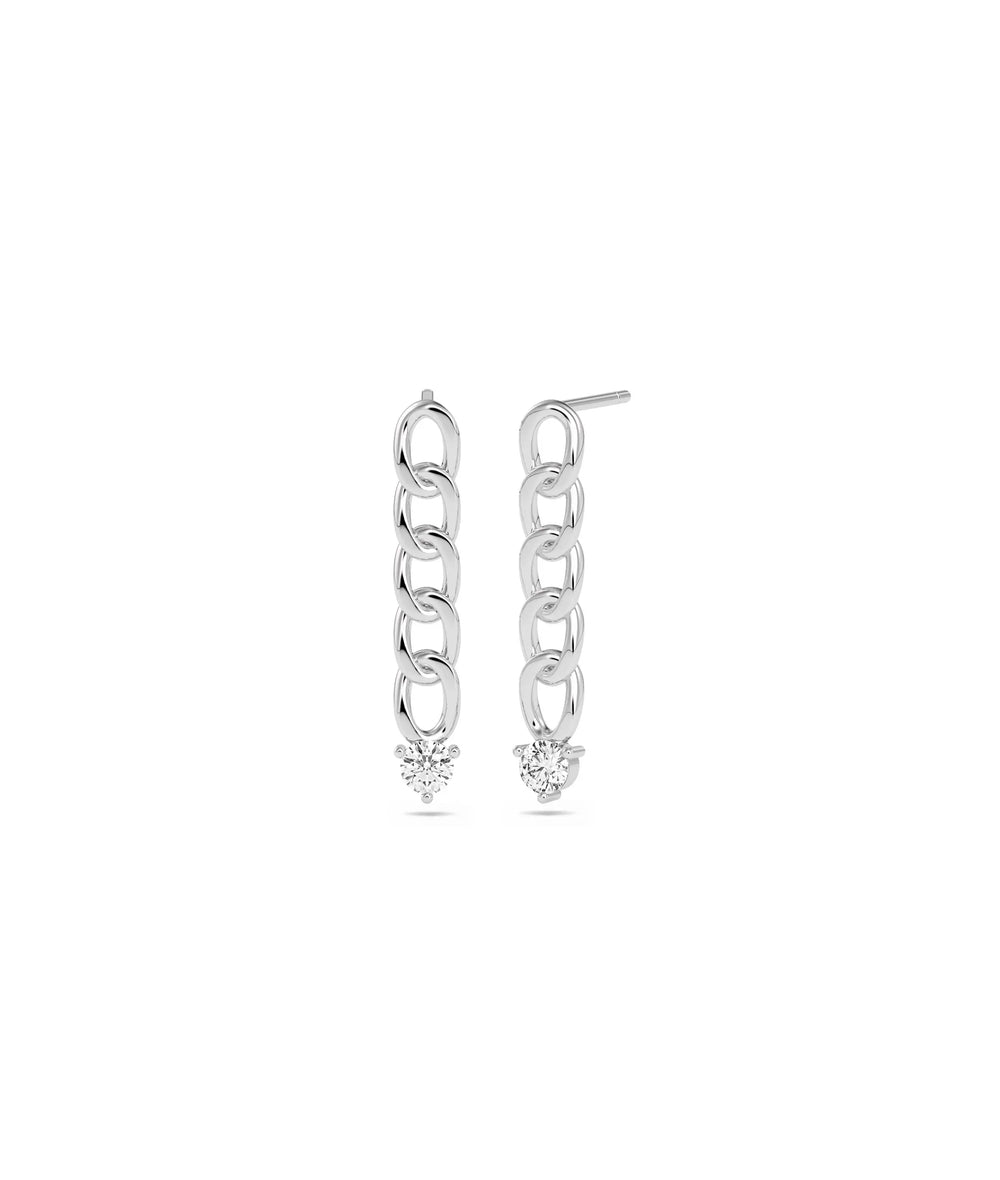 Curb Link Diamond Solitaire Earring - 79e | Everyday 14K Gold Jewelry