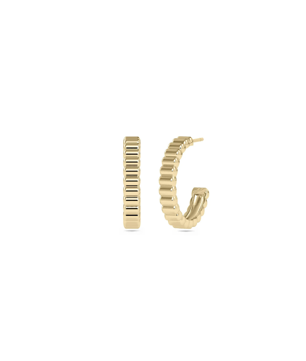 Gold Fluted Half Hoop Earring - 79e | Everyday 14K Gold Jewelry