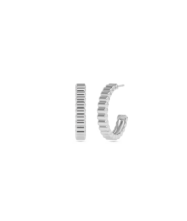 Gold Fluted Half Hoop Earring - 79e | Everyday 14K Gold Jewelry alternate view