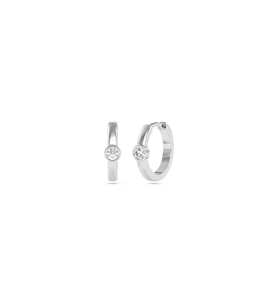 Diamond Bezel Set Solitaire Hoop Earring - 79e | Everyday 14K Gold Jewelry