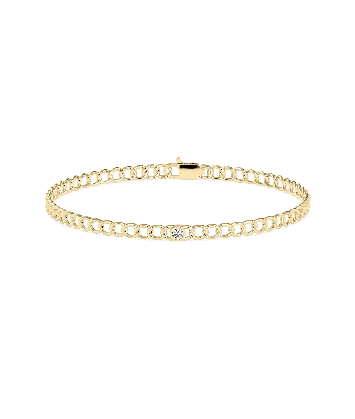 Diamond Solitaire Curb Link Bracelet - 79e | Everyday 14K Gold Jewelry