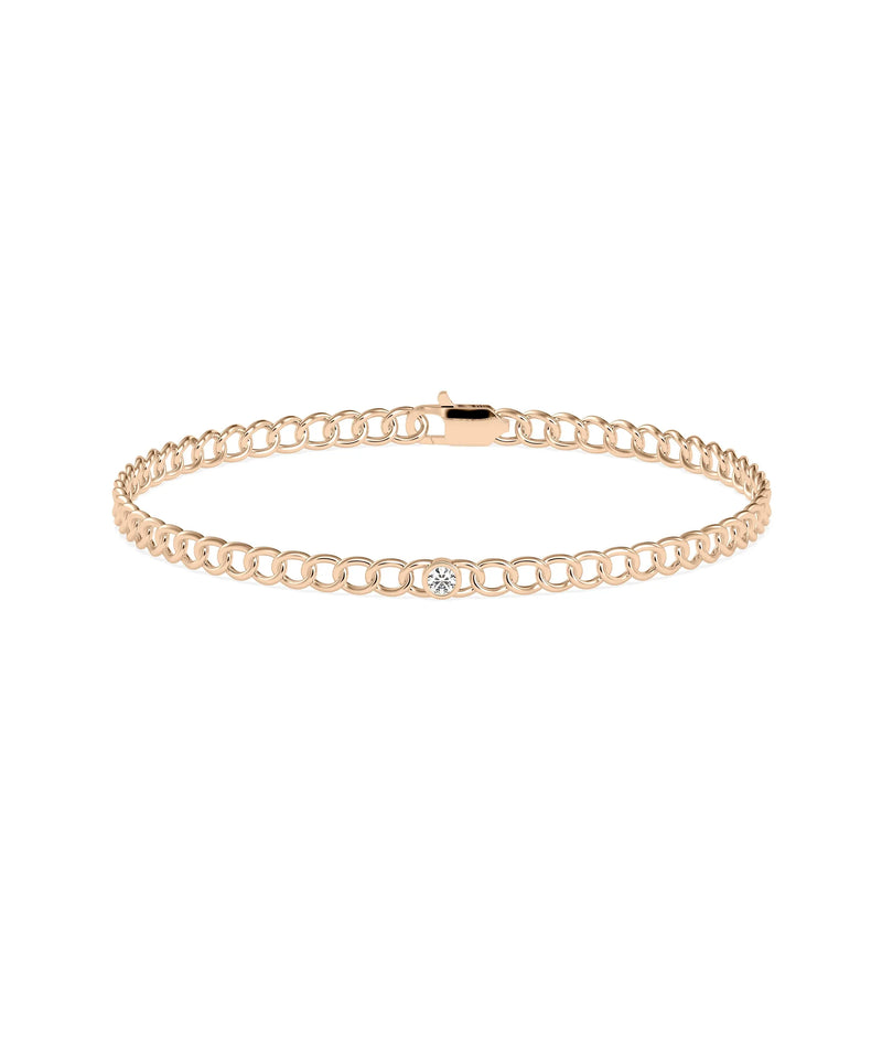 Diamond Solitaire Curb Link Bracelet - 79e | Everyday 14K Gold Jewelry