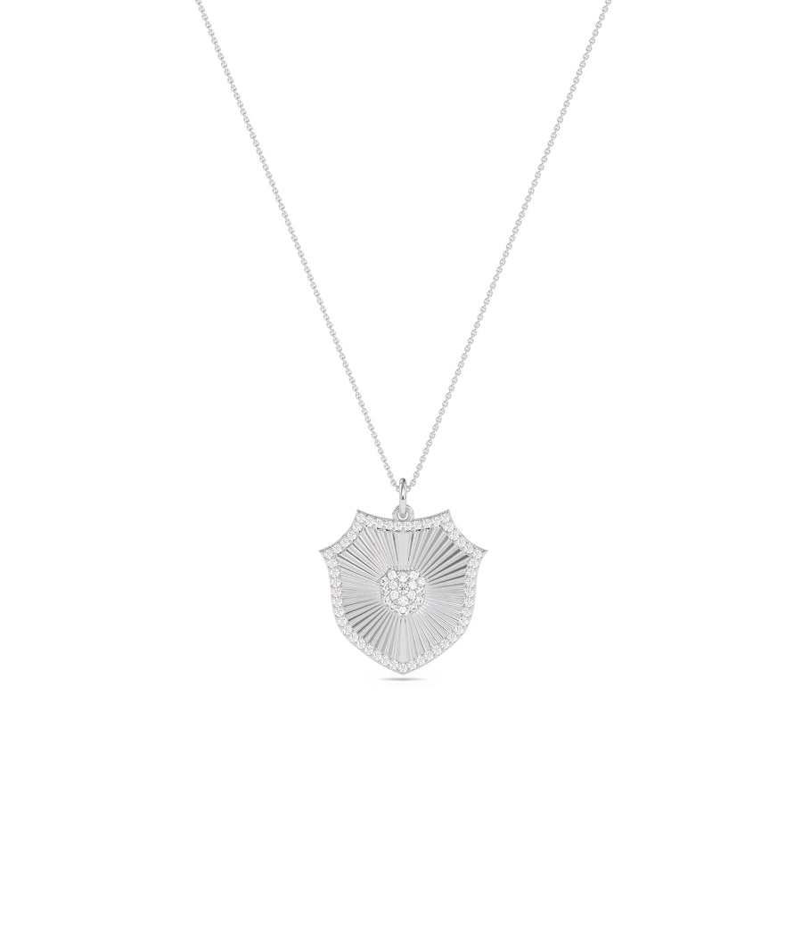 Diamond Outline Fluted Medallion Charm