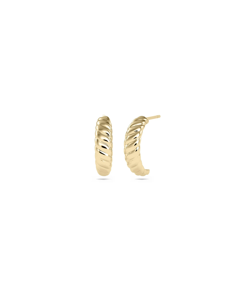 Gold Fluted Half Hoop Earring - 79e | Everyday 14K Gold Jewelry