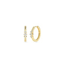 Three-Stone Diamond Hoop Earring