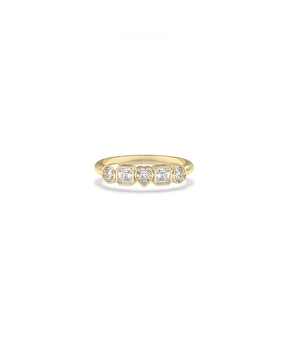 Multi Shape Diamond Band Ring with varied diamond cuts in playful design
