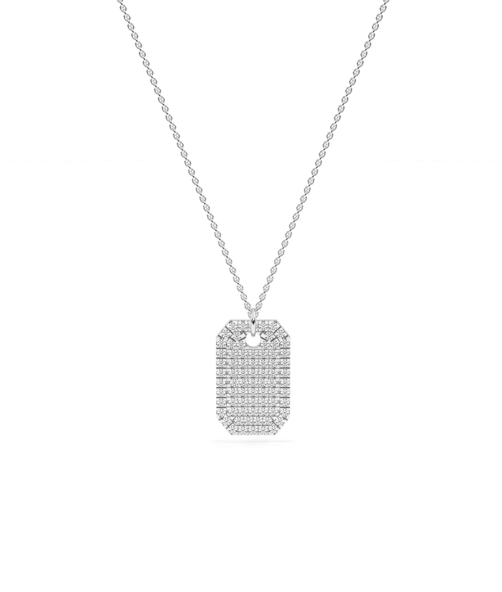 White gold Diamond Pave Tag substantial contemporary design