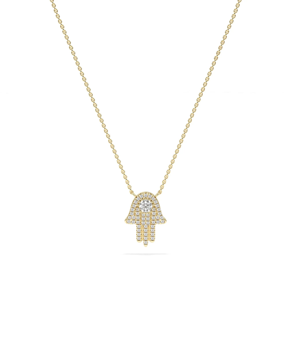 Diamond Hamsa yellow gold protective spiritual meaningful elegant