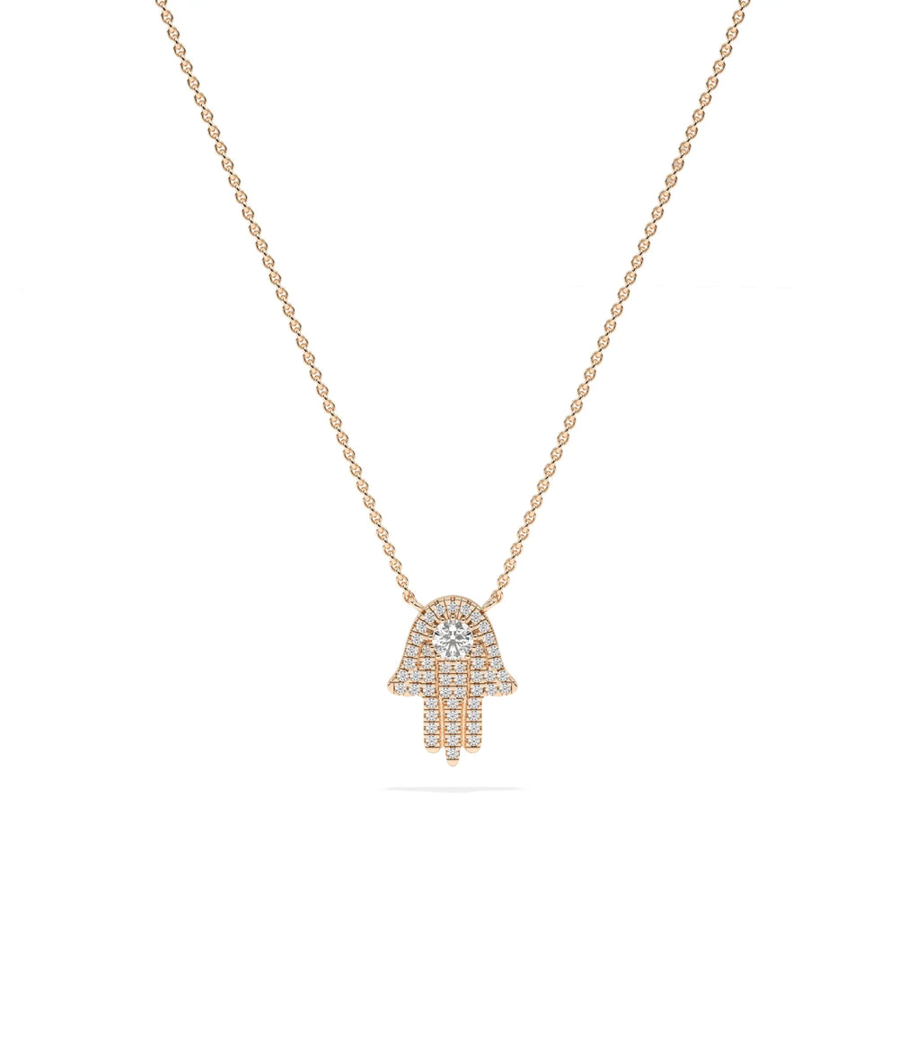 Rose gold Diamond Hamsa featuring substantial sparkle