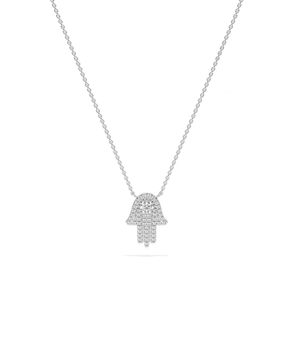 White gold Diamond Hamsa protective symbolic design