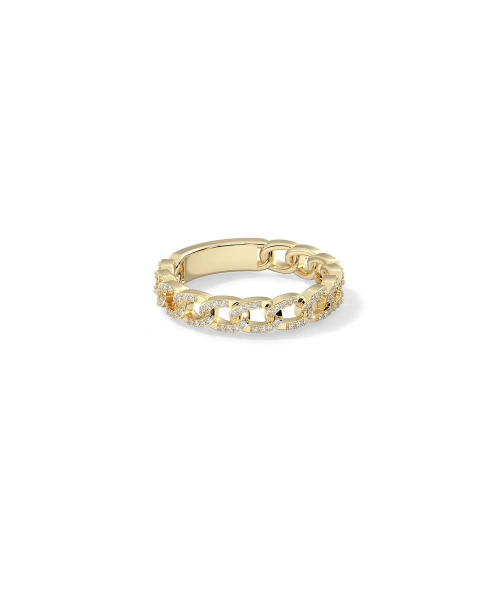 Side view of Diamond Curb Link Ring showing 4mm width and dimensional link detail