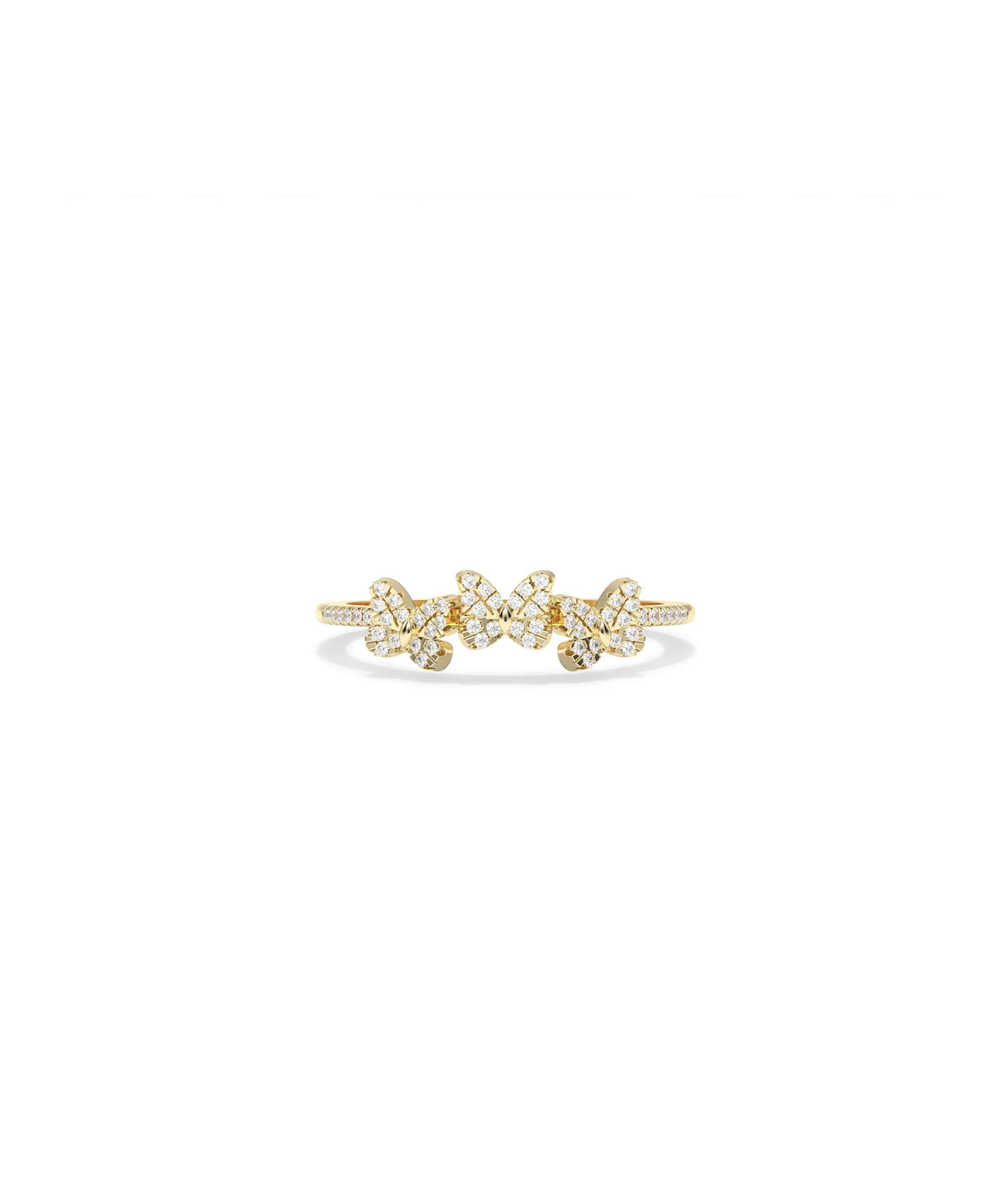 Diamond Butterfly Ring in yellow gold with sparkling diamond butterfly design