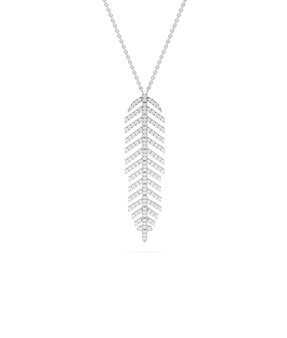 White gold Diamond Feather Charm substantial symbolic design