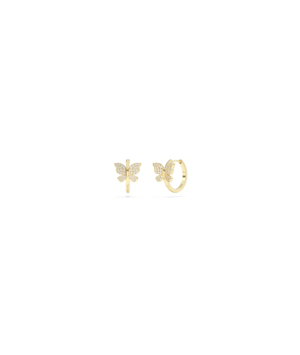 Diamond Butterfly Hoop Earring - 79e | Everyday 14K Gold Jewelry