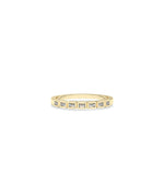 Baguette Diamond Band Ring showing row of rectangular step-cut diamonds in linear arrangement