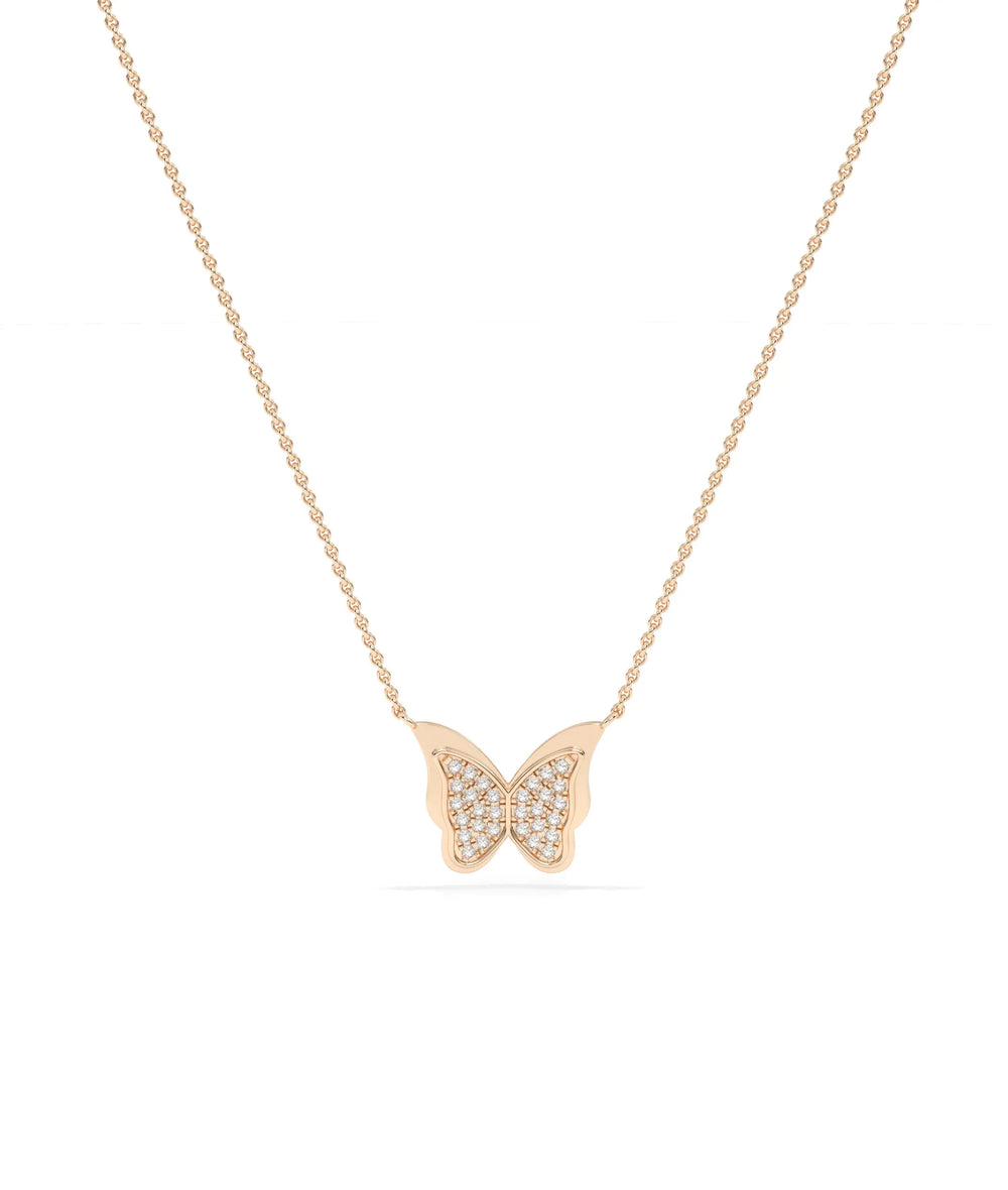 Rose gold Diamond Pave Butterfly featuring delicate sparkle