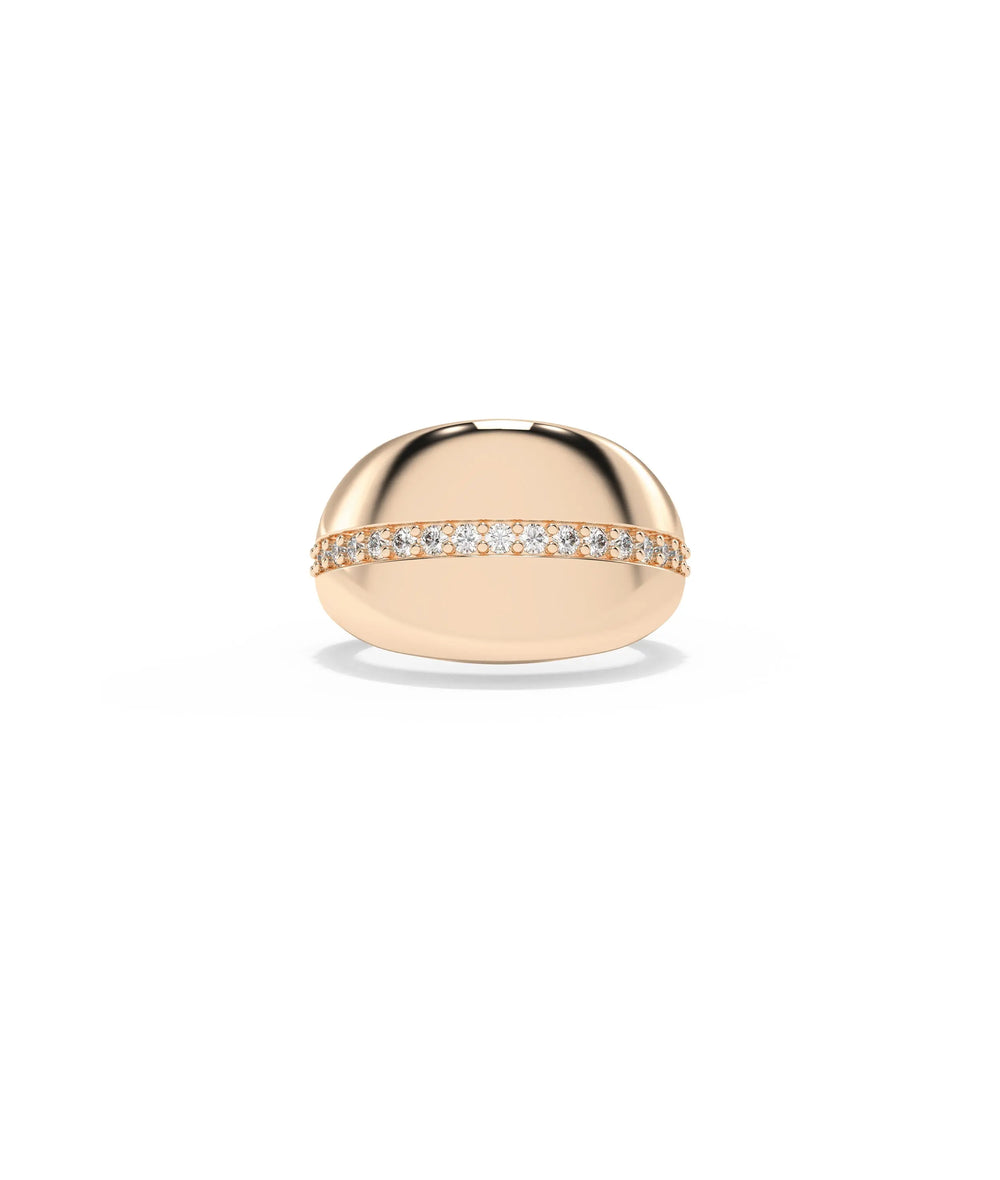 Rose gold Diamond Line Dome Band Ring with bold domed band and diamond sparkle
