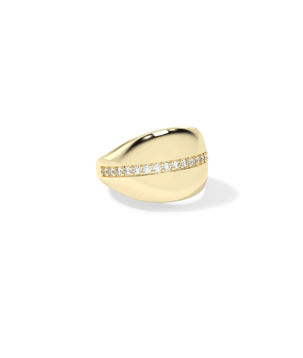 Side view of Diamond Line Dome Band Ring showing 14.4mm width and dome architecture